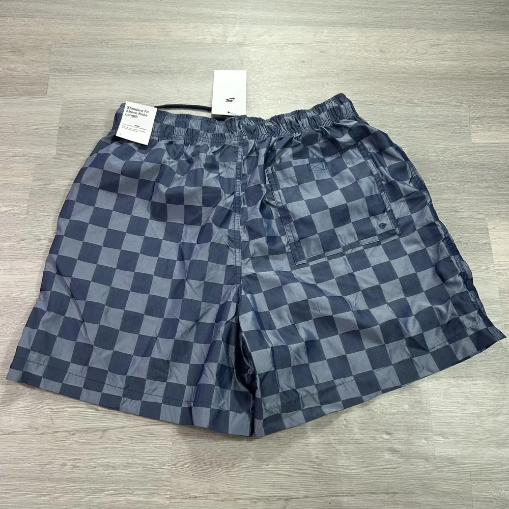 Nike Swim Trunks Shorts Mens Medium Blue Check Quick Dry FN3098-410 NEW